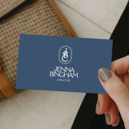 Elegant bokstavsmonogramlogotyp Blå/Elfenben Visitkort
