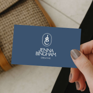 Elegant bokstavsmonogramlogotyp Blå/Elfenben Visitkort