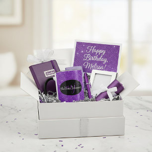 Elegant bokstavsstil på svart & lila glittermugg mugg