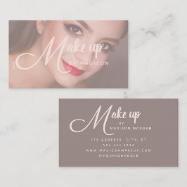 Elegant Bold Blush Pink Script Photo Makeup Visitkort
