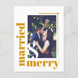 Elegant Bold Married and Merry Photo jul Vykort