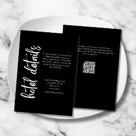 Elegant Bold Script Black White Bröllop Hotel Tilläggskort