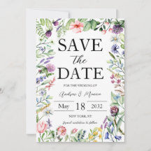 Elegant Bold Wildblommes Sage Grönt Bröllop