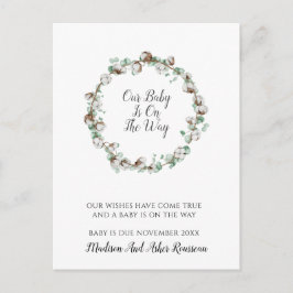 Elegant bomull grönska ram graviditet  meddelande vykort