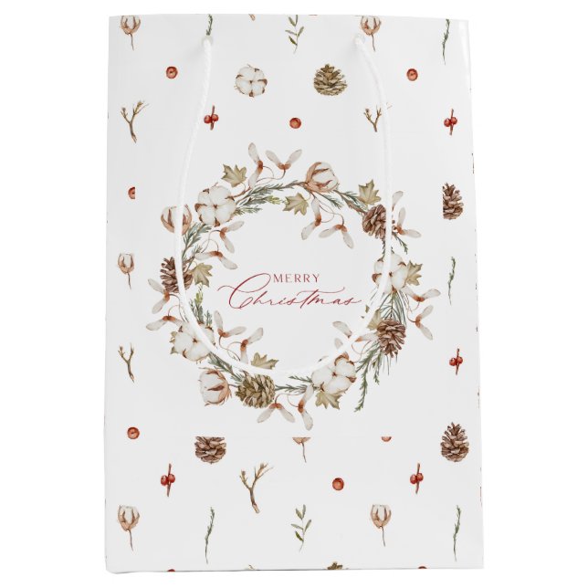 Elegant Bomull och Pinecone Julkrans (Framsidan)