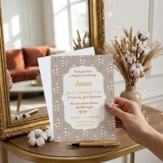Elegant bomullsblomma baby shower-inbjudan inbjudningar