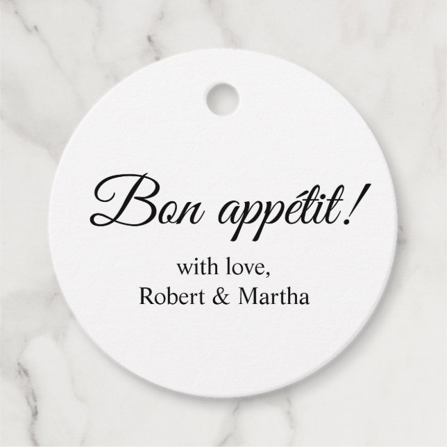 Elegant Bon Appetit Custom Personalized Gåvor Etiketter (Framsida)