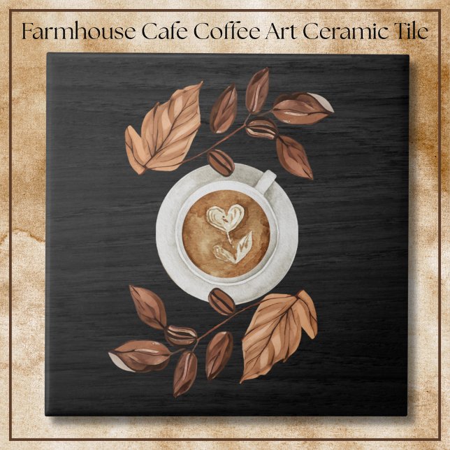 Elegant Bondgård Kaffe Mugg Konst Café Kakelplatta (Elegant Farmhouse Coffee Mug Art Café Tile)