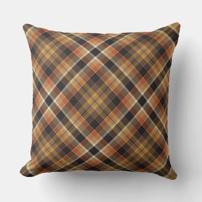 Elegant bondhus och land ser ut som tartan brun kudde (Framsida)