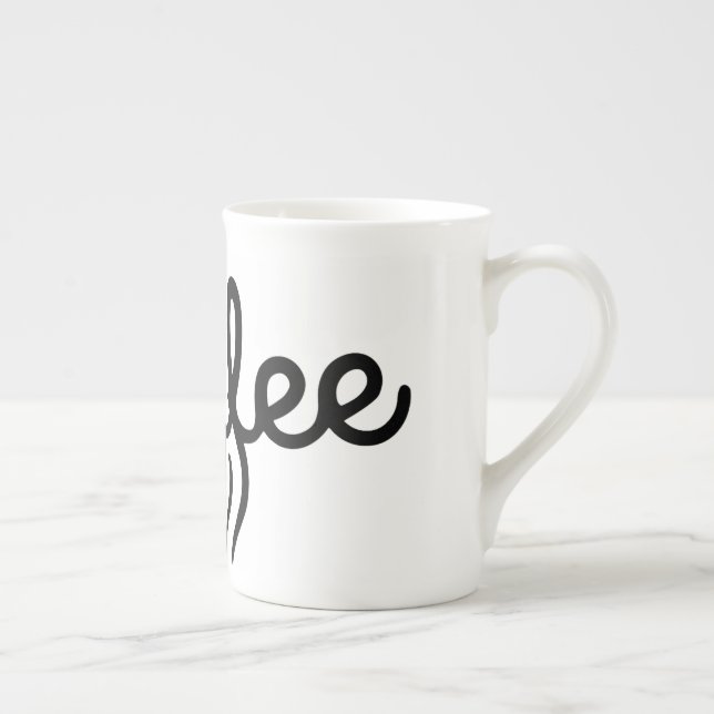 Elegant Bone China Coffee Mug - Minimalist Script  Benporslin Mugg (Höger)