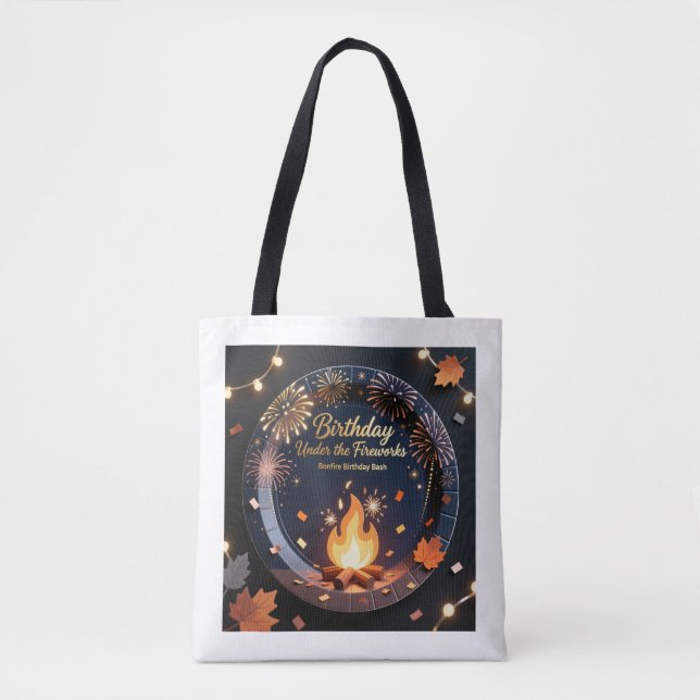 Elegant Bonfire Night Birthday Tote Bag Tygkasse (Framsida)