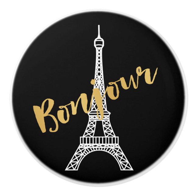 Elegant Bonjour Eiffel Torn Knopp (Framsidan)