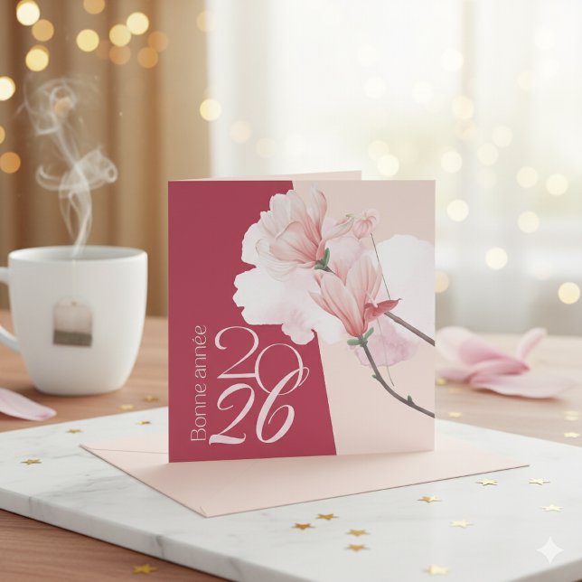 Elegant Bonne Année 2026 Blommig Kort (Skapare uppladdad)