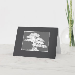 elegant Bonsai träd art grått och vit blank Kort