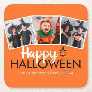Elegant Boo pumkin jack-o-lantern Halloween Underlägg Papper Kvadrat