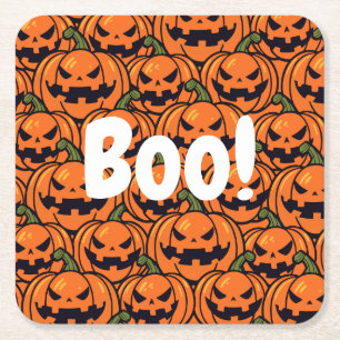 Elegant Boo pumkin jack-o-lantern Halloween Underlägg Papper Kvadrat