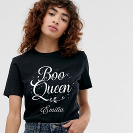 Elegant Boo Queen Namn Halloween Calligraphy T Shirt