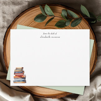 Elegant Book Lover's From The Desk Of Personalized Anteckningskort