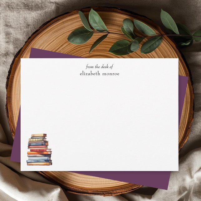Elegant Book Lover's From The Desk Of Personalized Anteckningskort (Skapare uppladdad)