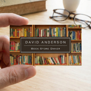 Elegant Bookstore Bok Store Owner Bookshelf Visitkort