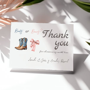 Elegant Boots eller Bows Blue Rosa Gender Reveal Tack Kort