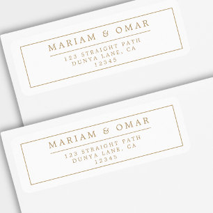 Elegant Border Gold Minimalistic Return Address Returadress Etikett