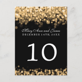 Elegant Bordnummer Guld Ljussättning Vykort