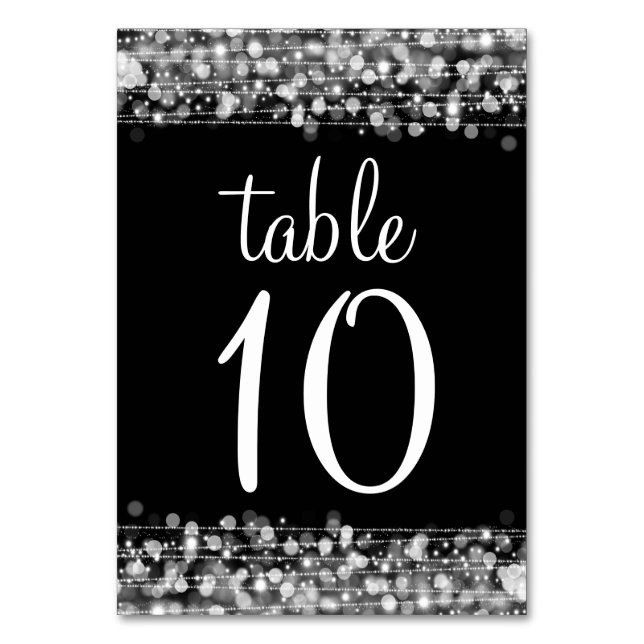 Elegant Bordnummer Party Glitter Silver Bordsnummer (Framsidan)