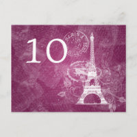 Elegant Bordnummer Romantisk Paris Jordgubb Rosa