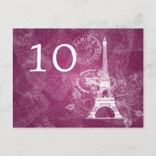 Elegant Bordnummer Romantisk Paris Jordgubb Rosa Vykort
