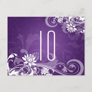 Elegant Bordsnummer Blommigt Swirls Lila