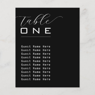 Elegant Bordsnummer Svartvit, minimalistisk Namn