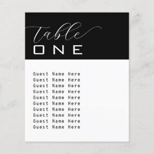 Elegant Bordsnummer Svartvit, minimalistisk Namn