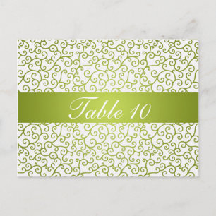 Elegant Bordsnummer Swirls Mönster Lime Green