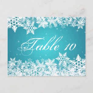 Elegant Bordsnummer Winter Snöflingor Blue