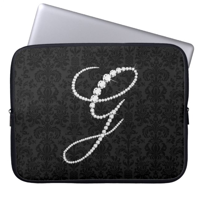 Elegant Börjande G-diamanter - Monogram Laptop Fodral (Framsidan)