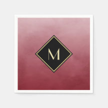 Elegant Borstad Röd Med Enkel Guldmonogram