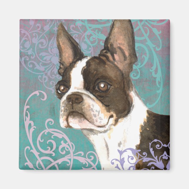 Elegant Boston Terrier Magnet (Framsidan)