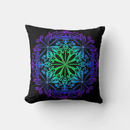 Elegant botanical boho teal grönt zen mandala kudde