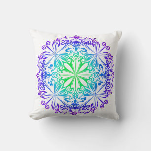 Elegant botanical boho teal grönt zen mandala kudde