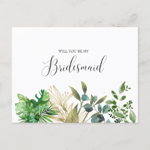Elegant Botanical Bridesmaid Vykort