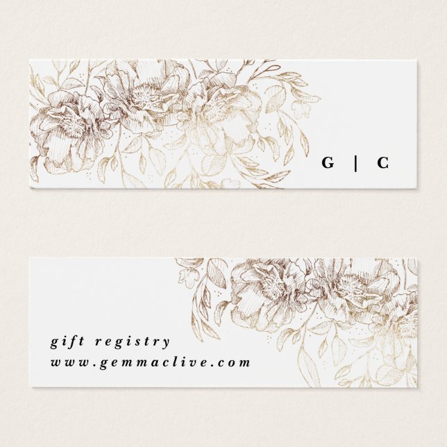 Elegant Botanical Bröllop gift-registerhölje Litet Visitkort (Framsida & baksida)