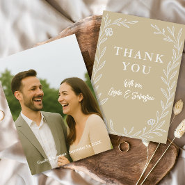 Elegant Botanical Bröllop Photo Romantic Tack Kort