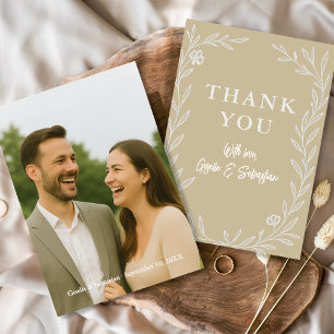 Elegant Botanical Bröllop Photo Romantic Tack Kort