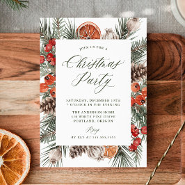 Elegant Botanical Citrus Frame Christmas Party Inbjudningar