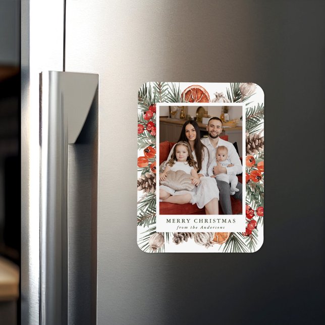 Elegant Botanical Citrus Frame Holiday Photo Magnet (Skapare uppladdad)
