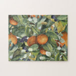 Elegant Botanical Citrus Greenery Pussel<br><div class="desc">Ha roligt hemma med din familj och dina vänner med denna utmanande aktivitet. Vattenfärgen löv foliage gräns i mörk och ljust grönt löv omgiven av orange,  druvfrukt och miniatyrblommor mönster. Ni måste anstränga er för att få ihop biet!</div>