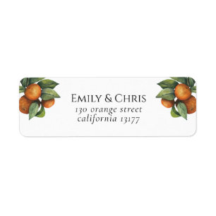 Elegant Botanical Citrus Greenery Returadress Etikett
