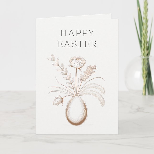 Elegant Botanical Easter Holiday Greeting Card Helgkort (Framsida)