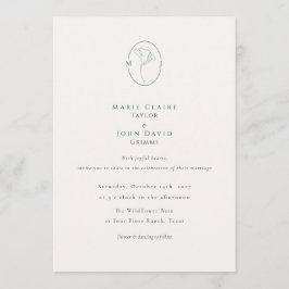 Elegant Botanical Emerald Monogram Wedding Inbjudningar